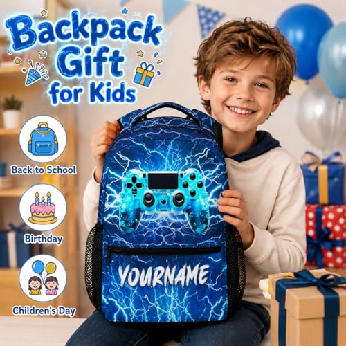 Backpack for Kids Boys Teens, Personalized Gamer Schoolbag for Kindergarten Elementary Primary Middle College, 17 Inch Lightweight Custom Gaming Bookbag - color: Game3