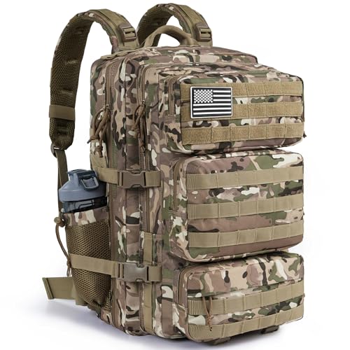 Military Tactical Backpack 50L Large Day Backpack for Men Molle Army 3 Days Assault Pack Bug Out Bag Water Resistant and Heavy Duty Hiking Treeking Rucksack - Camouflage - color: Camouflage, size: 50L