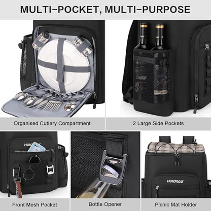 Hulongo Insulated Cooler Backpack, 52cans, 30L - color: Black