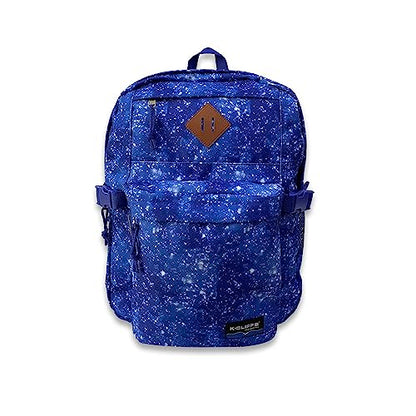 K-Cliffs Classic Backpack Basic Student Campus Daypack Simple Travel Rucksack with Laptop Compartment Bottle Holder Padded Straps Printed Blue Navy Stardust Pattern - color: Navy Stardust