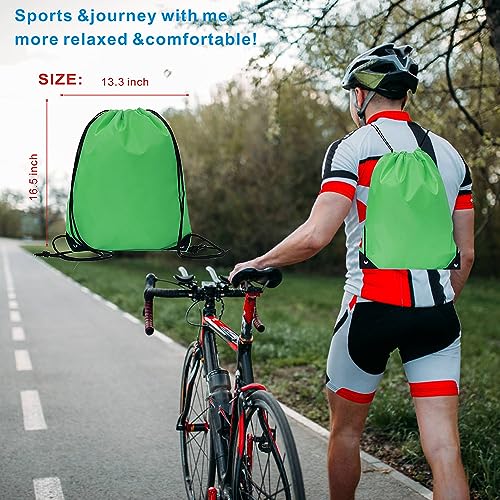 Drawstring Backpack Bulk 24Pcs Draw String Backpack Bags DIY Gym Sports Traveling Yoga Cinch Bag Sackpack Drawstring(green) - color: Green
