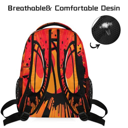 Large Backpack with 15.6 Inch Laptop Compartment, Basketball Painting Adult Backpack for Work, Travel & School College Boys Girls - color: Basketball Painting