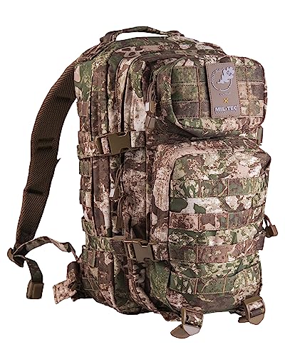 Mil-Tec Unisex Assault Pack - Rugged Durable Lightweight Ergonomic Versatile Tactical Outdoor Camping Hiking Backpack with Adjustable Padded Shoulder Straps & MOLLE Loops, Phantomleaf WASP I Z2, 20L - color: Phantomleaf Wasp, style: 20l