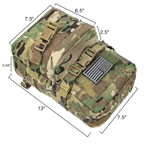 Tactical Mini Molle Hydration Pack,Molle Hydration Carrier with US Flag Water Resistant,Hydropack for Tactical Vest Backpack - style: Cp
