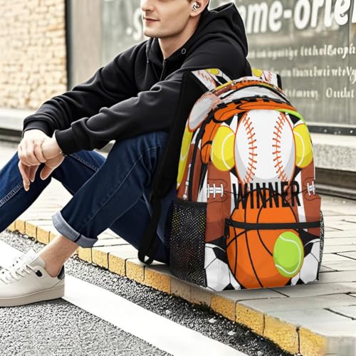 School Backpack Travel Bag for Men & Women - Basketball Baseball Lightweight Boys Girls Bookbag Daypack Fits 15.6 Inch Laptop for College Students, Middle High School, Teens