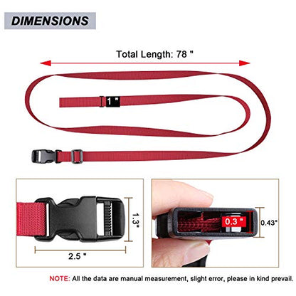 MAGARROW 78" x 1" Strap Buckle Packing Straps Adjustable 1-Inch Belt - color: Red 6.5 feet Long (4-PCS)