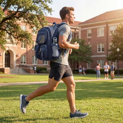 Mesh Backpack for Boys, Women Girls Mesh Bookbags Heavy Duty Semi-Transparent School Bag Net Back Pack for Travel, Beach, Swimming, Work - Navy Blue - color: Navy Blue