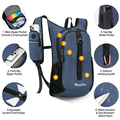 Seektop 15L Small Hiking Backpack for Women Men, Lightweight Hiking Daypack - color: Dark Blue, size: 20L