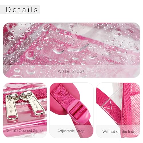 abshoo Large Clear Backpack For Girls Women School Bookbag Heavy Duty Transparent Backpacks (Hot Pink) - color: Hot Pink
