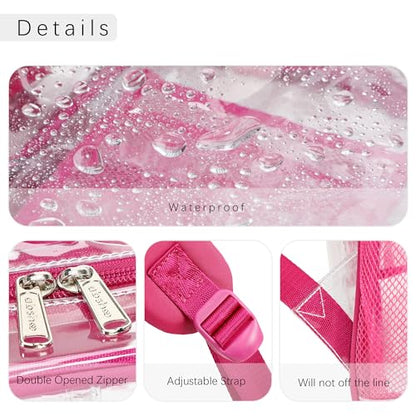 abshoo Large Clear Backpack For Girls Women School Bookbag Heavy Duty Transparent Backpacks (Hot Pink) - color: Hot Pink