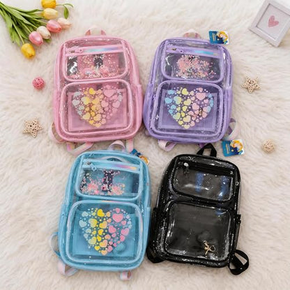 MOONBABY Clear Backpack for School Girls, Heavy Duty TPU Transparent Backpack Stadium Events Approved, Clear Bookbag - color: Pink