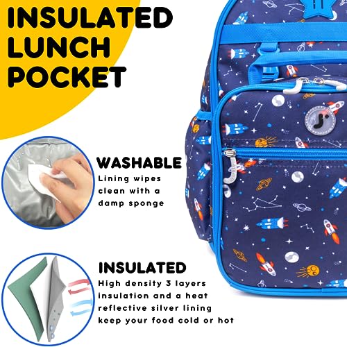 J World Duet Kids Backpack & Lunch Box Set For Boys & Girls Pre-K to Elementary School, Spaceship - color: Multicolor