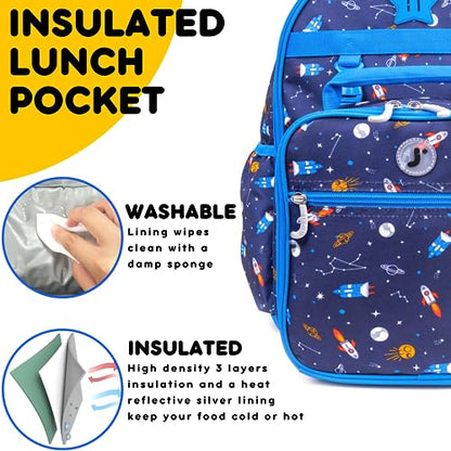 J World Duet Kids Backpack & Lunch Box Set For Boys & Girls Pre-K to Elementary School, Spaceship - color: Multicolor