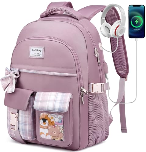 kadilong Bookbag for Teen Girls School Backpack for Women,Mochilas Mujer Morrales Escuela Niñas - color: Purple, size: 15,6 inch