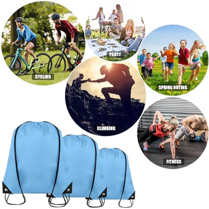 Grneric 100 Pieces Drawstring Backpack Bulk Cinch Sackpack Ployster Drawstring Bags for Gym Party Trip(Sky Blue) - color: Sky Blue