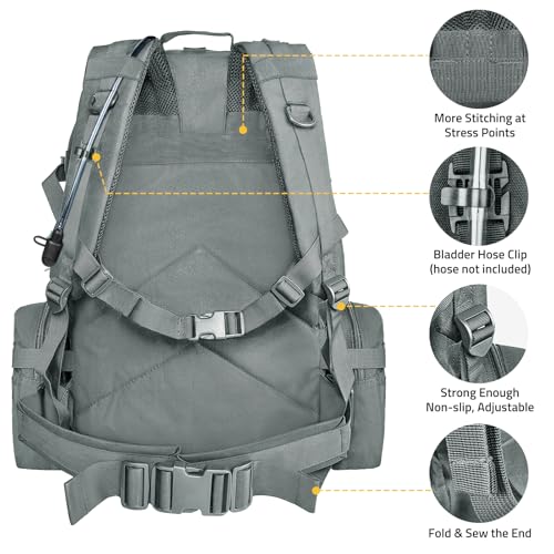 CVLIFE Tactical Backpack Military Army Rucksack 60L Large Assault Pack Detachable Molle Bag, Grey - color: Grey