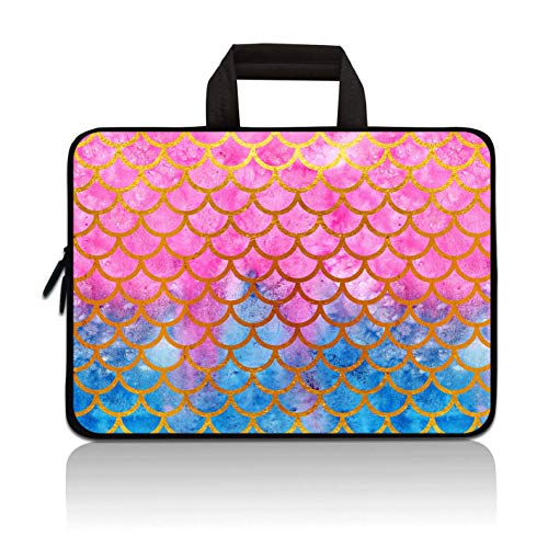 14 15 15.4 15.6 inch Laptop Handle Bag Computer Protect Case Pouch Holder Notebook Sleeve Neoprene Cover Soft Carrying Travel for Dell Lenovo Toshiba HP Chromebook ASUS Acer (Mermaid Scale) - color: Mermaid Scale
