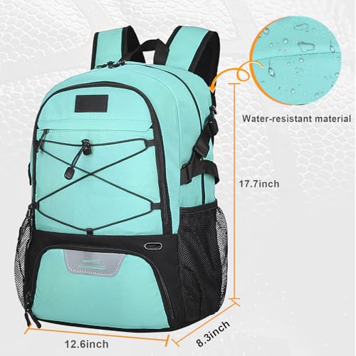 Goloni Soccer Backpack,Basketball Backpack with Ball Compartment & Shoe Compartment,Backpack for Basketball,Soccer - color: Mint Green