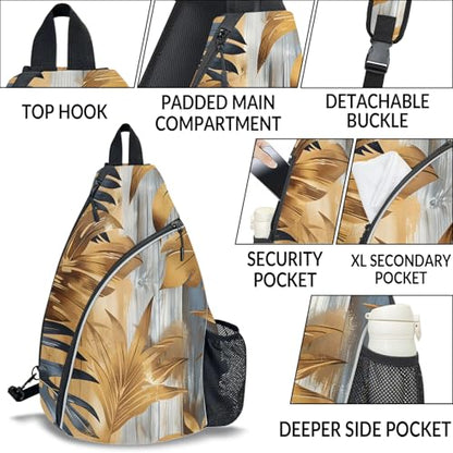 Pickleball Bag for Women Men Adjustable Crossbody Sling Backpack Hold Pickleball Paddle Water Bottle - color: Multicolor 20
