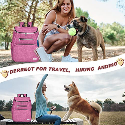 BAGLHER丨Dog Travel Bag Backpack, Airline Approved Pet Supplies Backpack, Dog Travel Bag with 2 Silicone Collapsible Bowls and 2 Food Baskets Pink - color: Pink