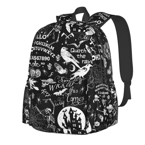 Gothic Bat Halloween Witchy Backpack School Bag Lightweight Bookbag Casual Daypack for Girls Boys Kids Women Men Travel Laptop 16 Inch - color: Halloween