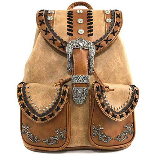 Zelris Western Country Floral Buckle Rucksack Backpack (Tan) - color: Tan
