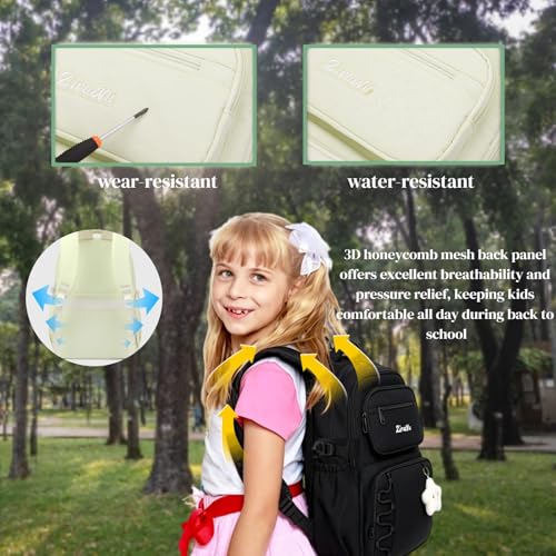 EKUIZAI Girls School Backpack for Kids Middle Elementary School Bag for Students Solid Color Girls Bookbag, Black - color: B-black