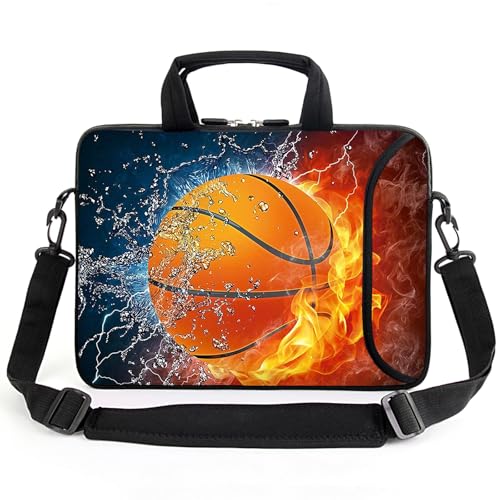 AMARY 15.4" 15.6" laptop sleeve adjustable shoulder strap with handle accessory pocket for men women (Hot basketball) - color: Hot Basketball