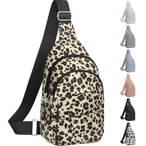 Tuwubi Crossbody Bags for Women, Sling Bag for Men, Small Hiking Backpack Anti Theft Lightweight for Outdoors Travel (M, Leopard - color: Leopard Print, size: Medium