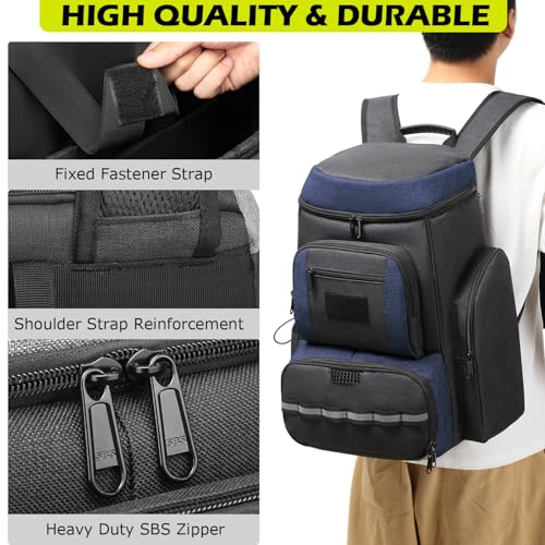 HAMBOLY Premium Pickleball Bag for Men & Women — Large Pickleball Backpack with Padded Paddle Pocket & Shoe Compartment, Tournament Ready with Insulated Cooler & Fence Hook - color: Dark Grey + Blue