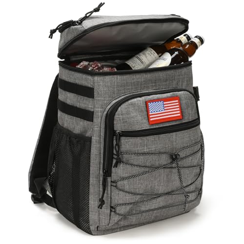 25L Backpack Cooler Keep All Drink Cold for Long Periods of Time Cooler Backpack Insulated Waterproof Portable High Durability Small Cooler Backpack with Compartment for Hiking Camping Beach - color: Gray
