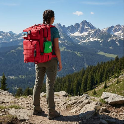 45L Military Tactical Backpack for Men & Women Bug Out Bag Assault pack Molle Daypack Hiking Trekking Rucksack(45L red) - color: 45l Red