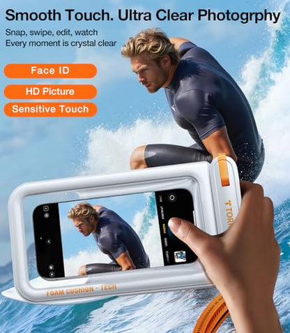 TORRAS IP68 Waterproof Phone Pouch Double Space, Floating Waterproof Phone Case with Lanyard for iPhone 17 Pro Max 16 15 14 S26 S25, Phone Dry Bag Vacation Cruise Ship Travel Essentials 7.0'', White - color: White