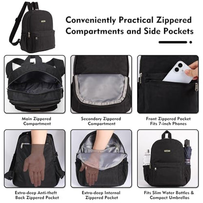 AOTIAN Lightweight Small Hiking Backpack for Women - Durable Water-Resistant Daypack for Travel, Camping & Outdoor Adventures - color: Black-small