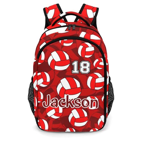 Red Volleyball Pattern Casual Backpack Daypack Laptop Bag Custom Shoulders Backpacks for Man Woman Gifts - color: Red Volleyball Pattern
