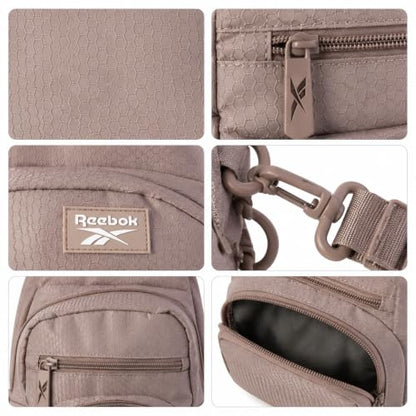 Reebok Unisex Crossbody Bag - Convertible Compact Durable Cross Body Bag for Women and Men - Gym and Travel Essentials, Size One Size, Cosmos Mocha - color: Cosmos Mocha