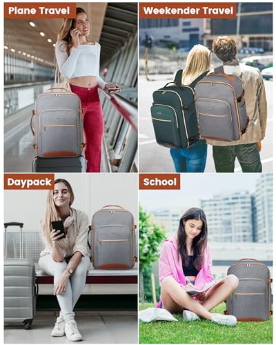 LOVEVOOK 40L Travel Backpack Flight Approved Carry on Backpack,3 Packing Cubes,Waterproof Personal Item Travel Bag,TSA Carry on Luggage Suitcase Travel Essentials,Gifts for Women & Men,fits 17" Laptop - color: Grey-brown, size: Large-40L-4Pcs