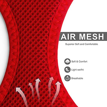 Fida Comfy Dog Harness with Leash, Soft Puppy Vest Escape Proof, Breathable Lightweight Soft Mesh, Adjustable Reflective Step-in Harness for Cat & Extra-Small Pet (XS, Red) - color: Fiery Red, size: XS (Neck:12.2"-13"; Girth:14.2"-16.1")