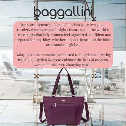 Baggallini Essential Laptop Tote - Work Tote Bag with Laptop Sleeve - Lightweight Travel Crossbody Shoulder Bag for Women - color: Mulberry