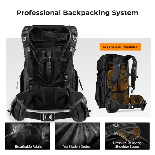 K&F Concept Camera Backpack, 30L Large Capacity Camera Bag, Waterproof DSLR Camera BackPack, Extra Large Photography Bag Backpack - color: Black, size: Large