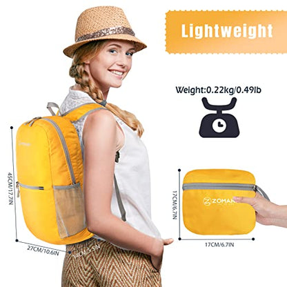 ZOMAKE Ultra Lightweight Hiking Backpack 20L, Packable Small Backpacks Water Resistant Daypack for Women Men(Yellow) - color: Yellow