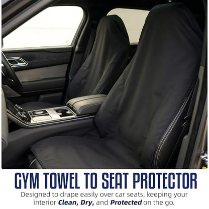 CHEEKY WINX Hooded Microfiber Gym Towel – Highly Absorbent Car Seat Towel with Carry Bag – Double-Sided Sweat Towel, Reversible, Quick Dry & Sand-Resistant Fabric, Black, 130 x 60cm - color: Black