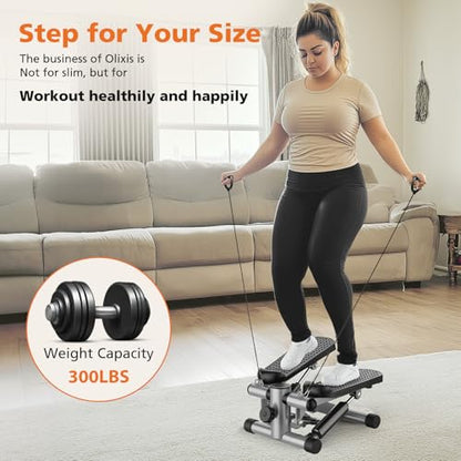 OLIXIS Stepper Machine with Resistance Bands - Mini Stair Stepper for Home Exercise, Portable Weight Loss & Full Body Workout Equipment - color: Sliver