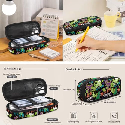 Talayituse Dinosaur Paint Splatter Paw Print Back-to-School 6-Piece Boys Kids Backpack Set – 17.7 Inch Water Resistant Backpack, Lunch Bag, Pencil Case, Water Bottle Holder, Bookmark & Keychain - color: Dinosaur Paint Splatter Paw