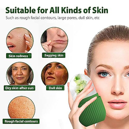 XHJRI Ice Roller Massager for Face, Eyes and Neck - Naturally Condition Skin, De-Puff Eye Bags, Reduce Migraine Pain - Reusable Silicone Ice Mold (Green) - color: Green