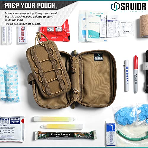 Savior Equipment IFAK Buddy Tactical First-Aid Kit Rip Away MOLLE Pouch Emergency EMT Utility Organization Medical Supply Carrier Outdoor Survival Travel Bag, Attach to Backpack/Belt Loop - color: Dark FDE