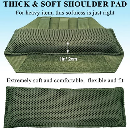 Ultra Thick Shoulder Strap Pad 2 Pack, Heavy Load Backpack Strap Pads, High Elasticity Tactical Bag Shoulder Pads - color: 2PCS-Green