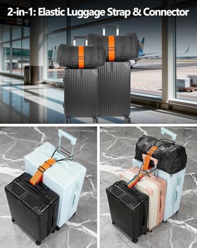 2 Pack Multi Use Luggage Connector Straps for Suitcases & Add A Bag - color: Rainbow