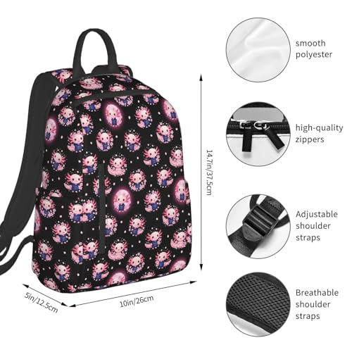 Compact Urban Commute Backpack Cute Axolotl Cherry Flower Blossom, Slim Fit Laptop Daypack for Office Business Casual Daily Wear Men Women - color: Picture (1183)