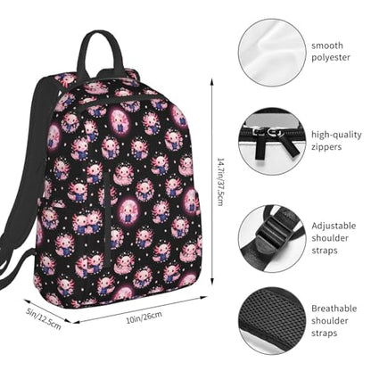 Compact Urban Commute Backpack Cute Axolotl Cherry Flower Blossom, Slim Fit Laptop Daypack for Office Business Casual Daily Wear Men Women - color: Picture (1183)